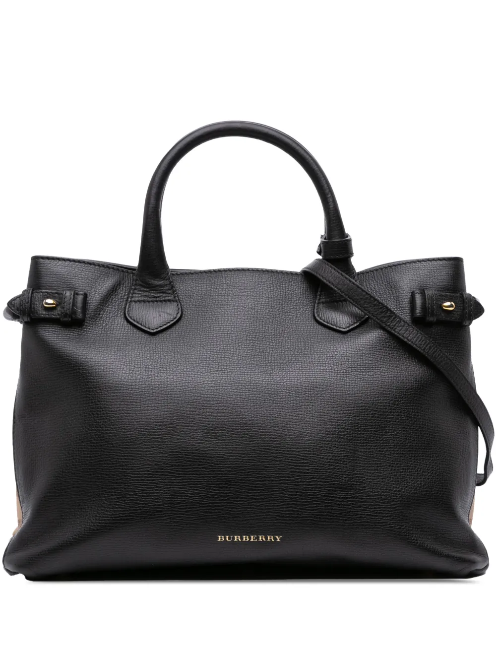 Burberry Pre-Owned 2000-2017 Medium Leather and House Check Banner satchel | Black | Image 1