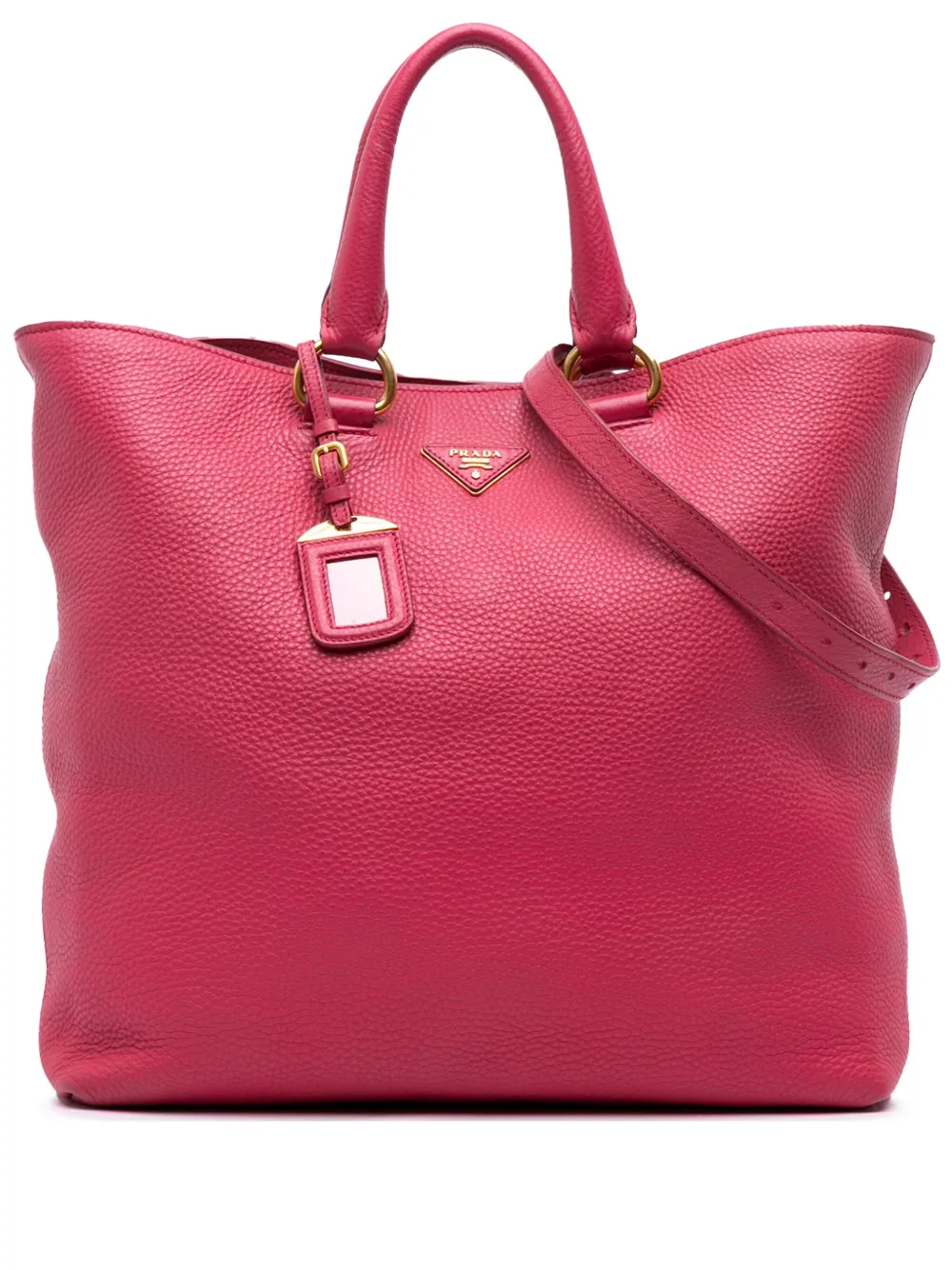 Pre-owned Prada 2000-2025 Vitello Daino Open Convertible Tote Satchel In Pink