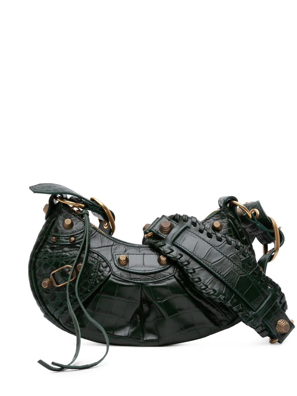 Balenciaga Pre-Owned 2010 Croc Embossed Leather Le Cagole XS crossbody bag | Green | Image 1