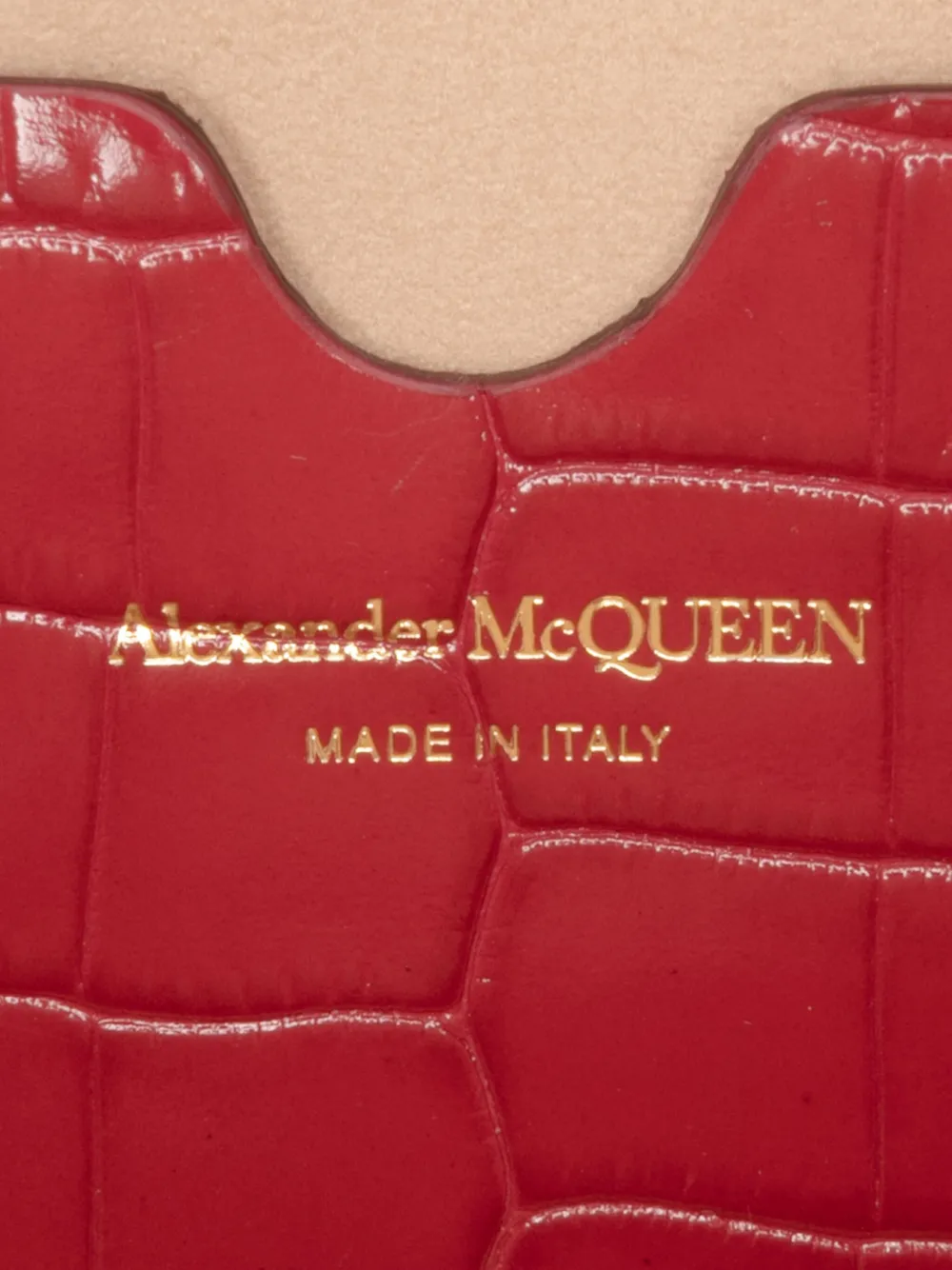 Pre-owned Alexander Mcqueen 2010-2025 Small Crocodile Embossed Calfskin Skull Crossbody Bag In Red