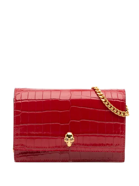Alexander McQueen Pre-Owned 2010-2025 Small Crocodile Embossed Calfskin Skull crossbody bag