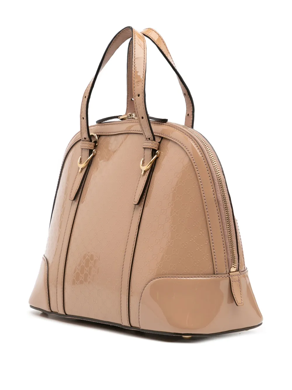 Pre-owned Gucci 2016-2025 Small Microssima Patent Nice Satchel In Brown