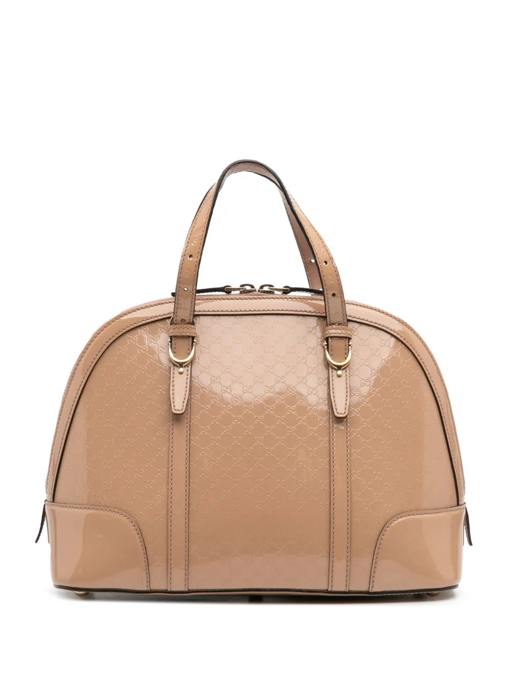 Gucci Pre-Owned 2016-2025 スモール マイクログッチシマ パテント ニース サッチェルバッグ - ブラウン Gucci Pre-Owned 2016-2025 スモール マイクログッチシマ パテント ニース サッチェルバッグ - ブラウン