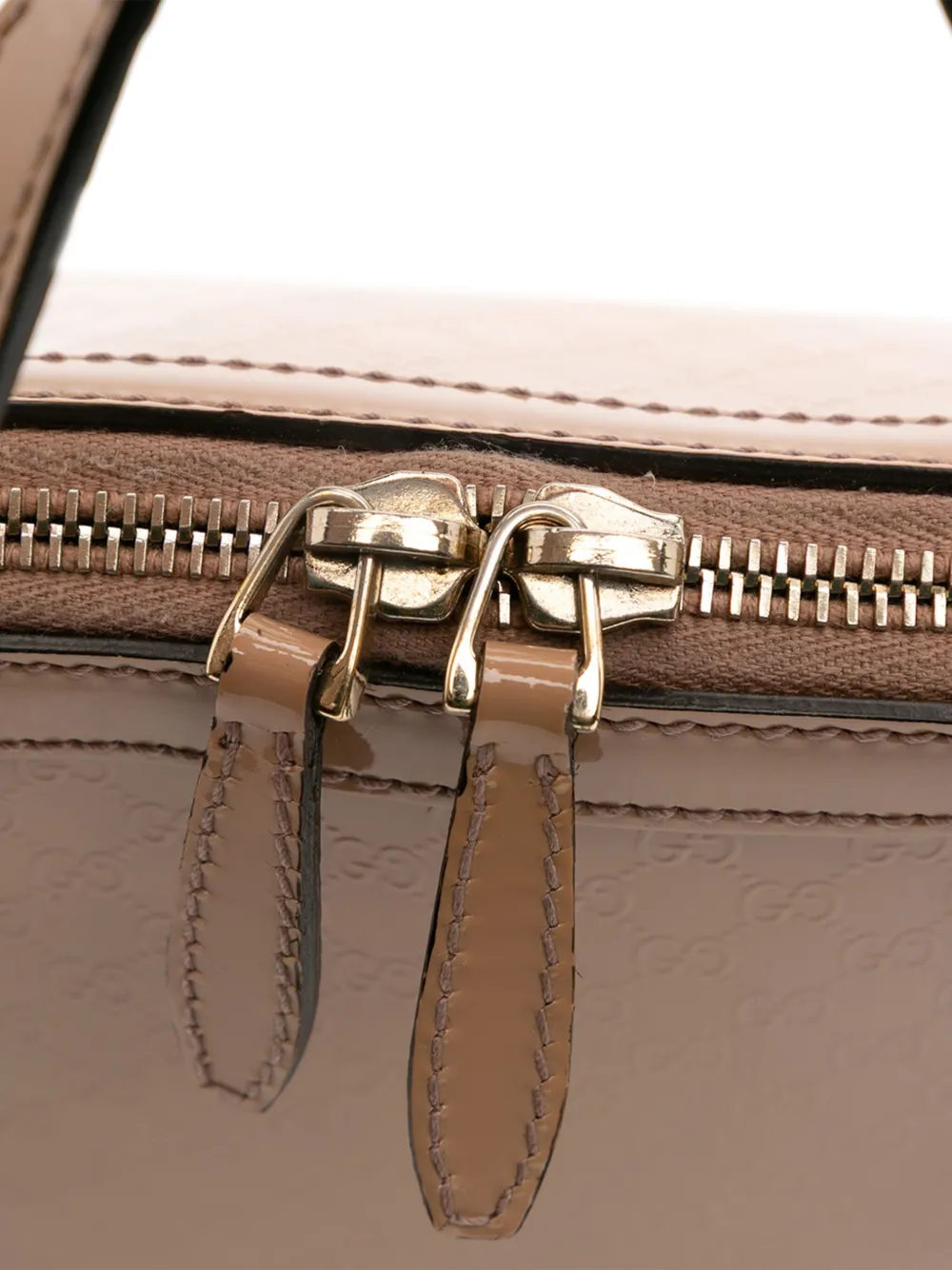 Pre-owned Gucci 2016-2025 Small Microssima Patent Nice Satchel In Brown