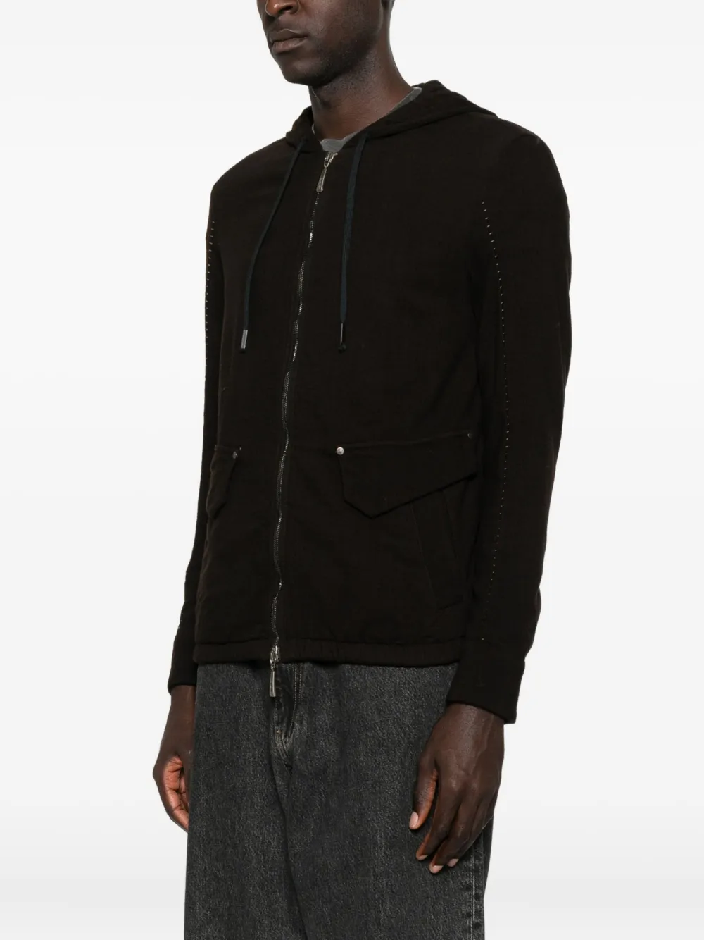 Masnada Zip-up Hooded Jacket In Brown