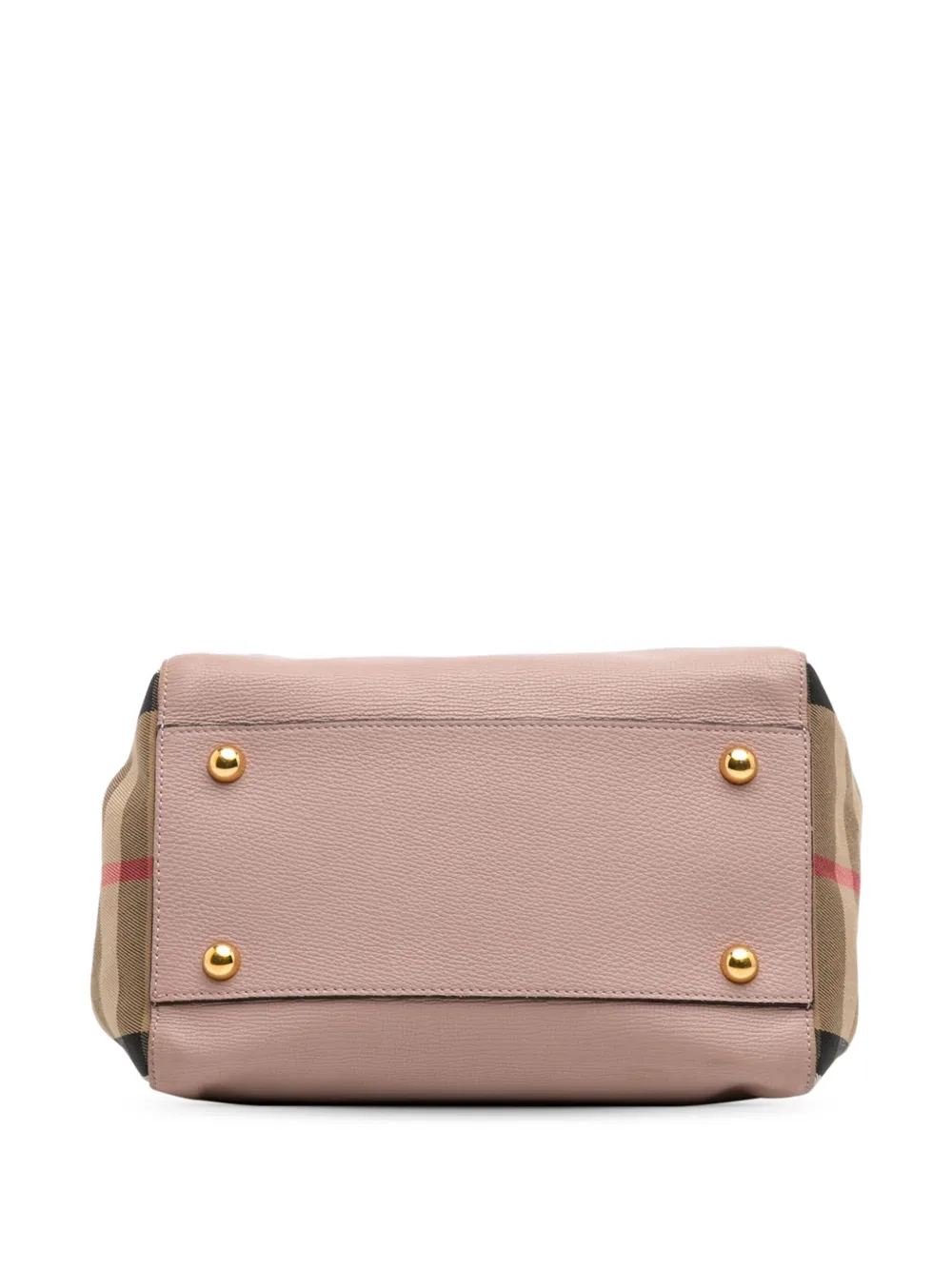 Pre-owned Burberry 2000-2017 Small Leather And House Check Canvas Canterbury Tote Bag In Pink