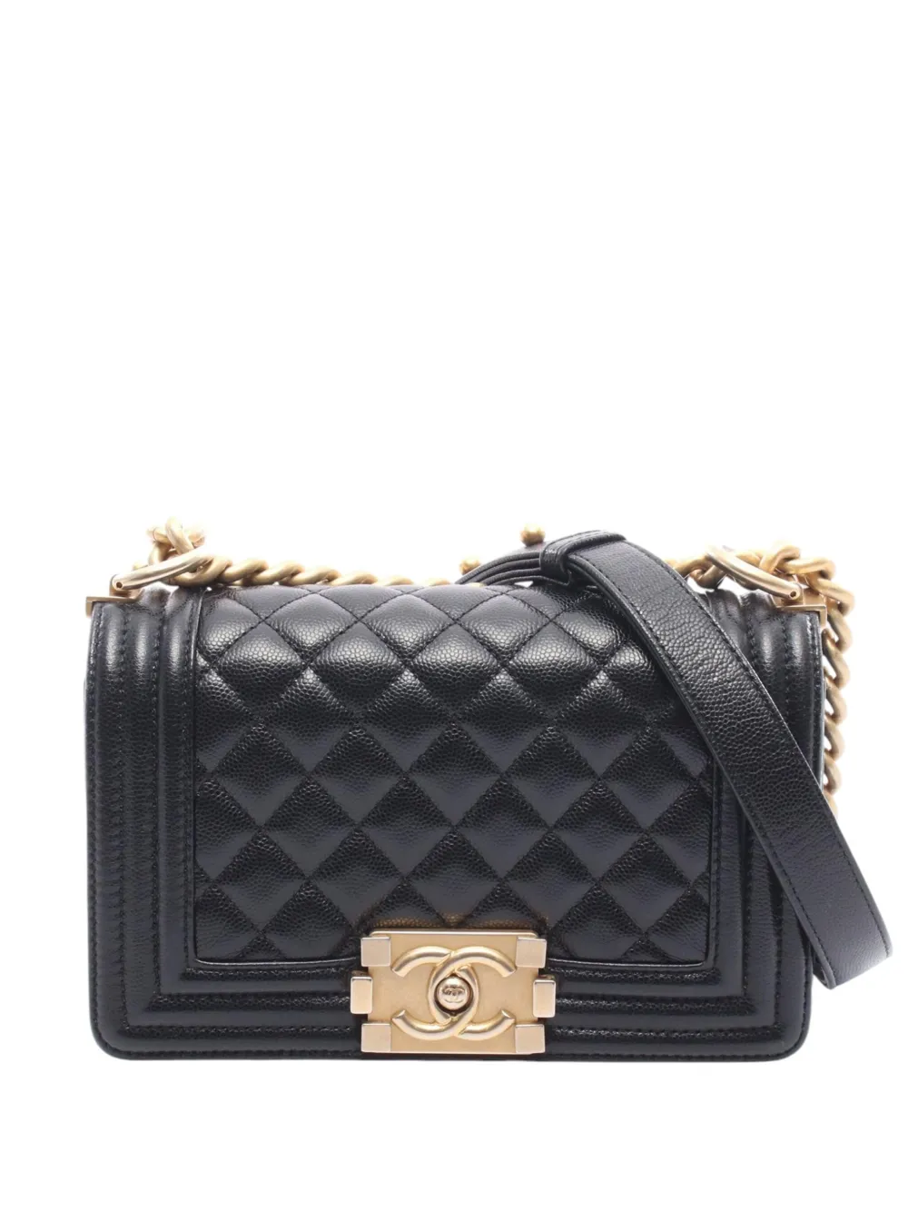 CHANEL Pre-Owned 2019 スモール キャビア ボーイ フラップ ショルダーバッグ - ブラック CHANEL Pre-Owned 2019 スモール キャビア ボーイ フラップ ショルダーバッグ - ブラック