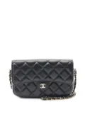 CHANEL Pre-Owned 2021-2025 CC Quilted Lambskin Flap Phone Holder Wallet on Chain crossbody bag - Black