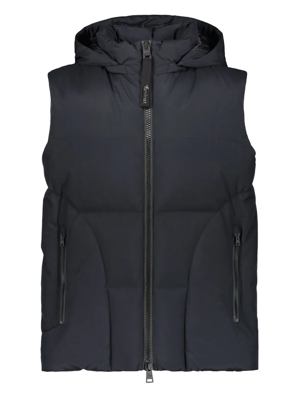 Herno Hooded Full-zip Down Vest In Black
