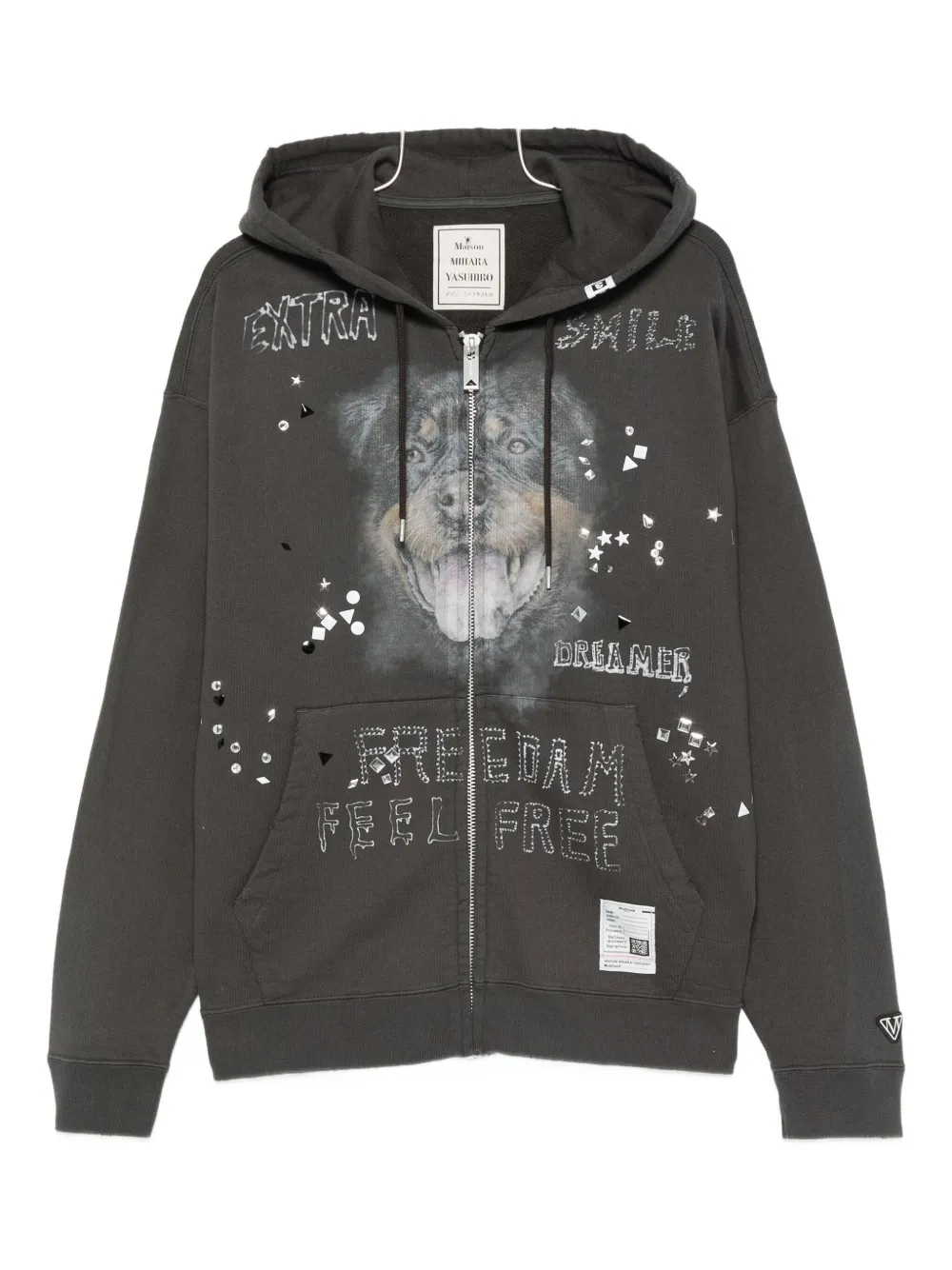 Maison MIHARA YASUHIRO zip-up cotton hoodie - ブラック Maison MIHARA YASUHIRO zip-up cotton hoodie - ブラック