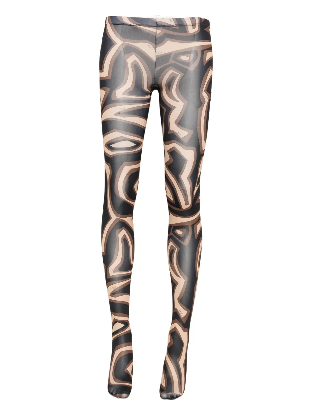Pucci Abstract-print Tights In Brown