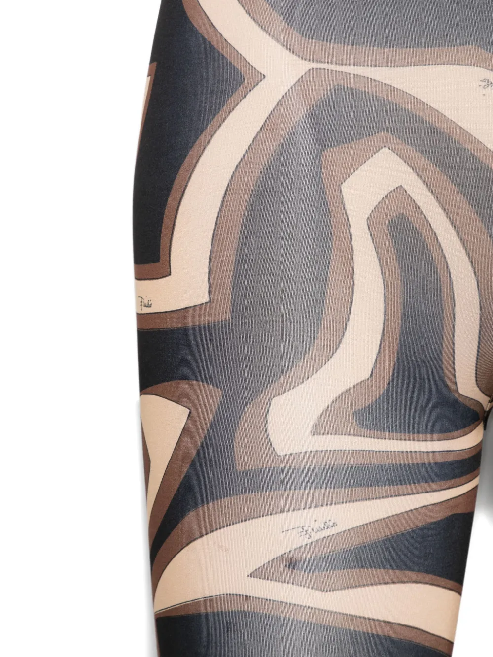 Pucci Abstract-print Tights In Brown