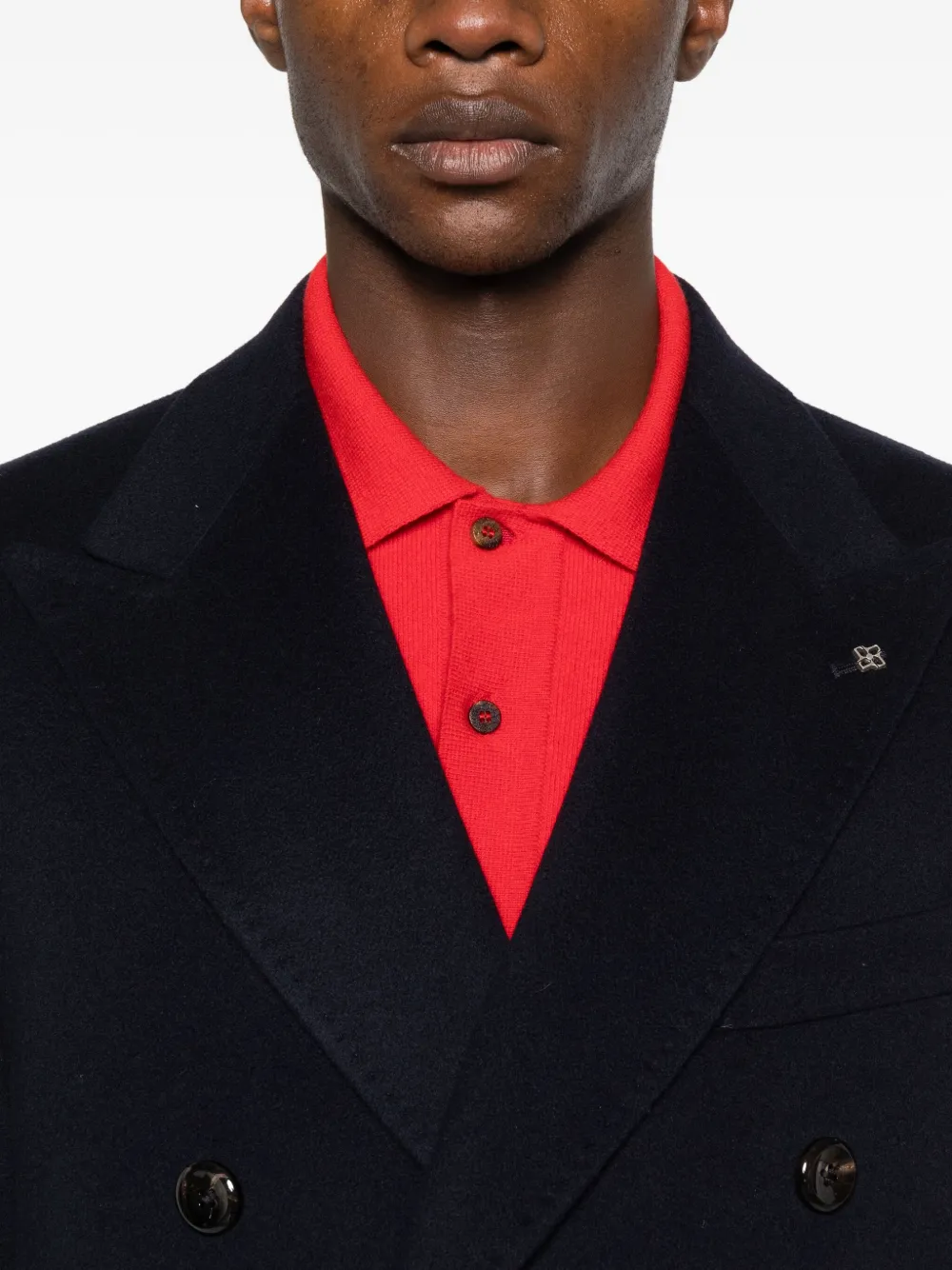 Tagliatore Kasjmier jas met dubbele rij knopen Blauw