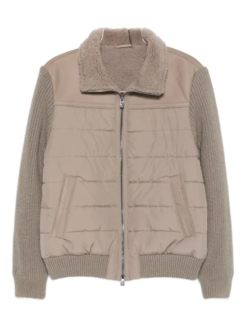 Corneliani quilted shearling-collar coat
