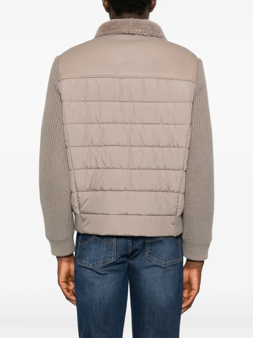 Corneliani Gewatteerde jas met lammy kraag Beige