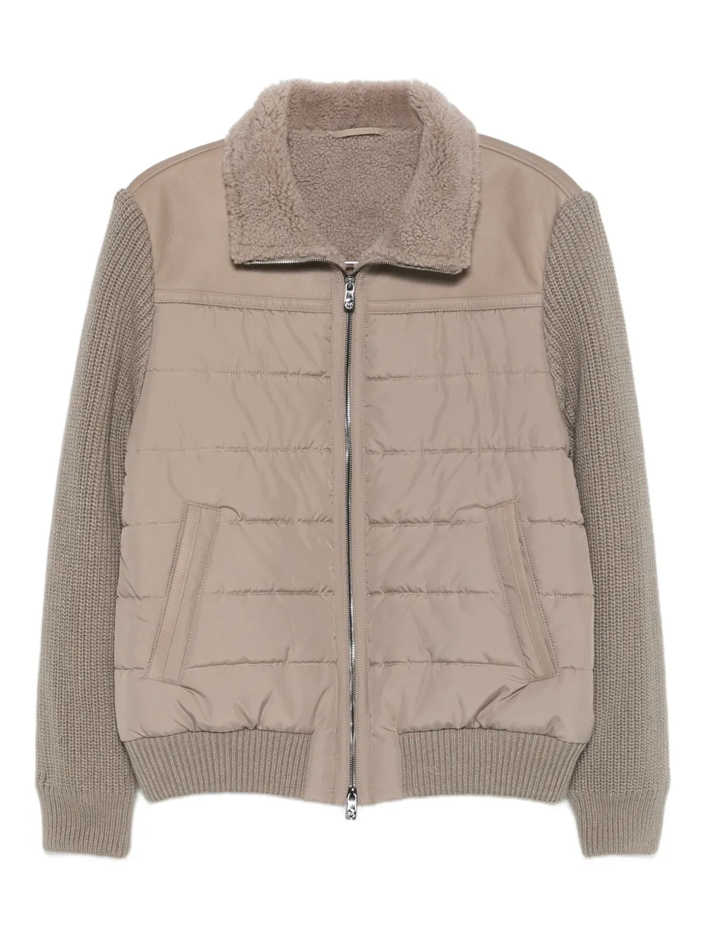 Corneliani quilted shearling-collar coat | Neutrals | Image 1