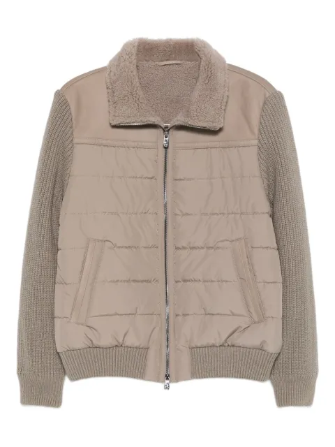 Corneliani quilted shearling-collar coat