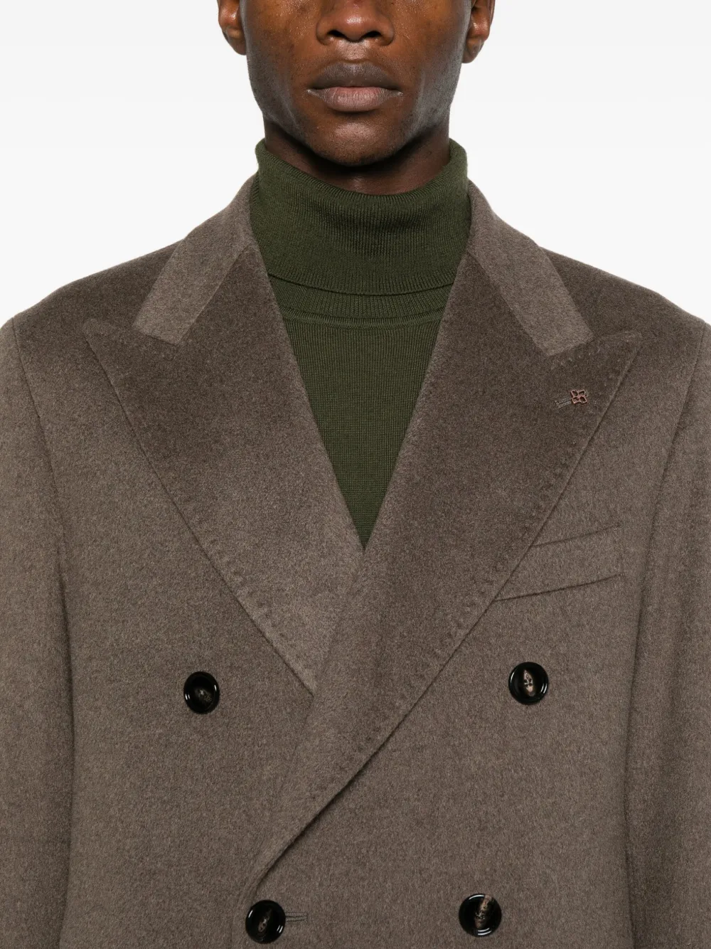 Tagliatore Kasjmier jas met dubbele rij knopen Bruin