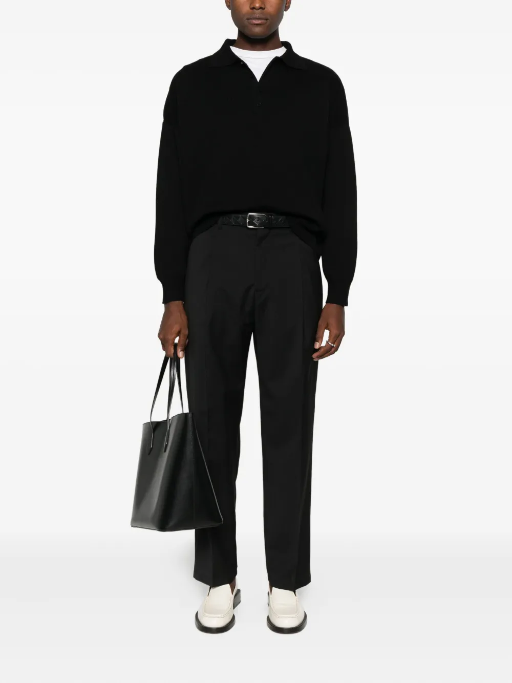 MARSEM Gebreid poloshirt - Zwart