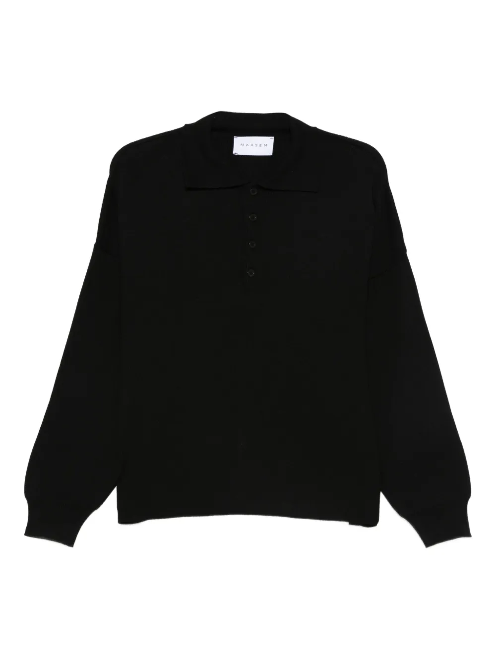 MARSEM long-sleeve knitted polo shirt | Black | Image 1