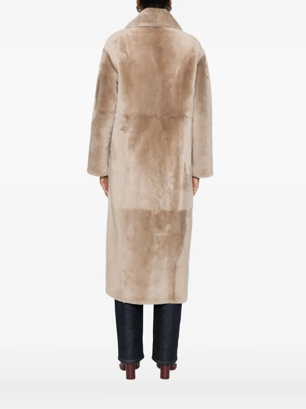 Yves Salomon Sheepskin Double-breasted Coat In Neutral