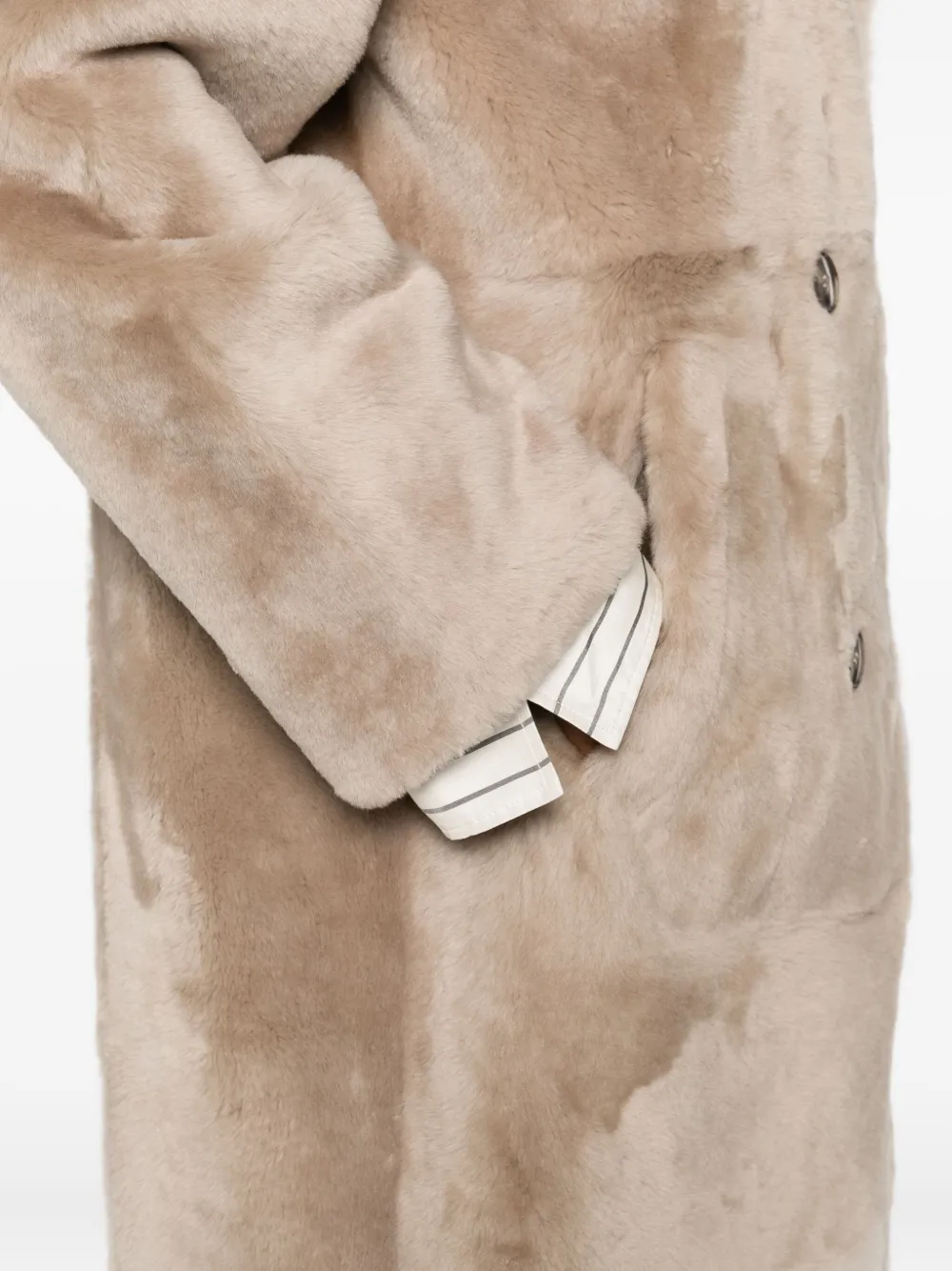 Yves Salomon Sheepskin Double-breasted Coat In Neutral