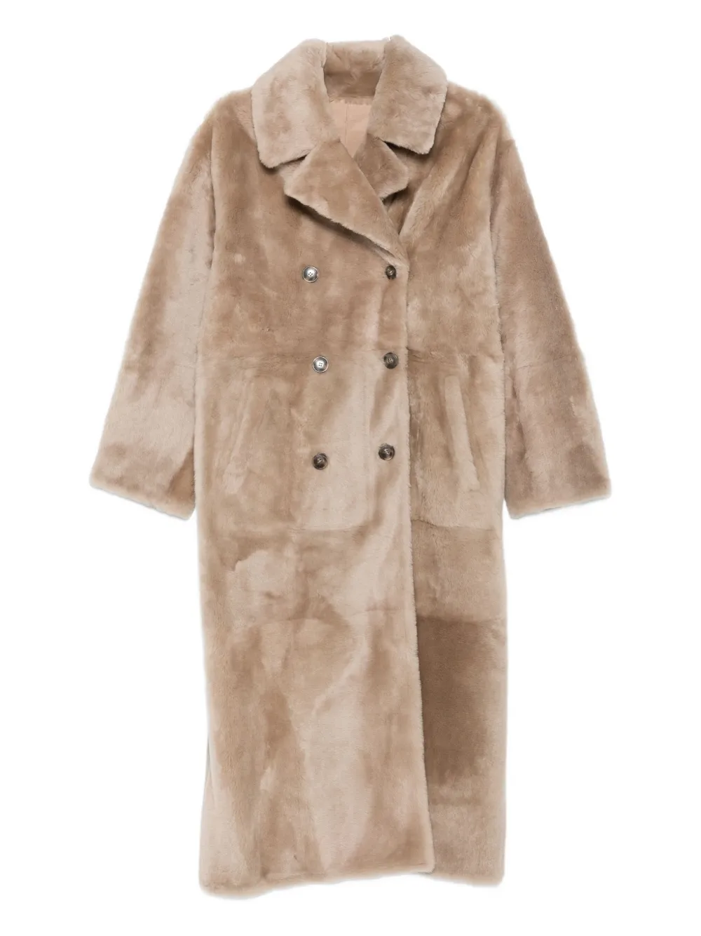 Yves Salomon sheepskin double-breasted coat | Neutrals | Image 1