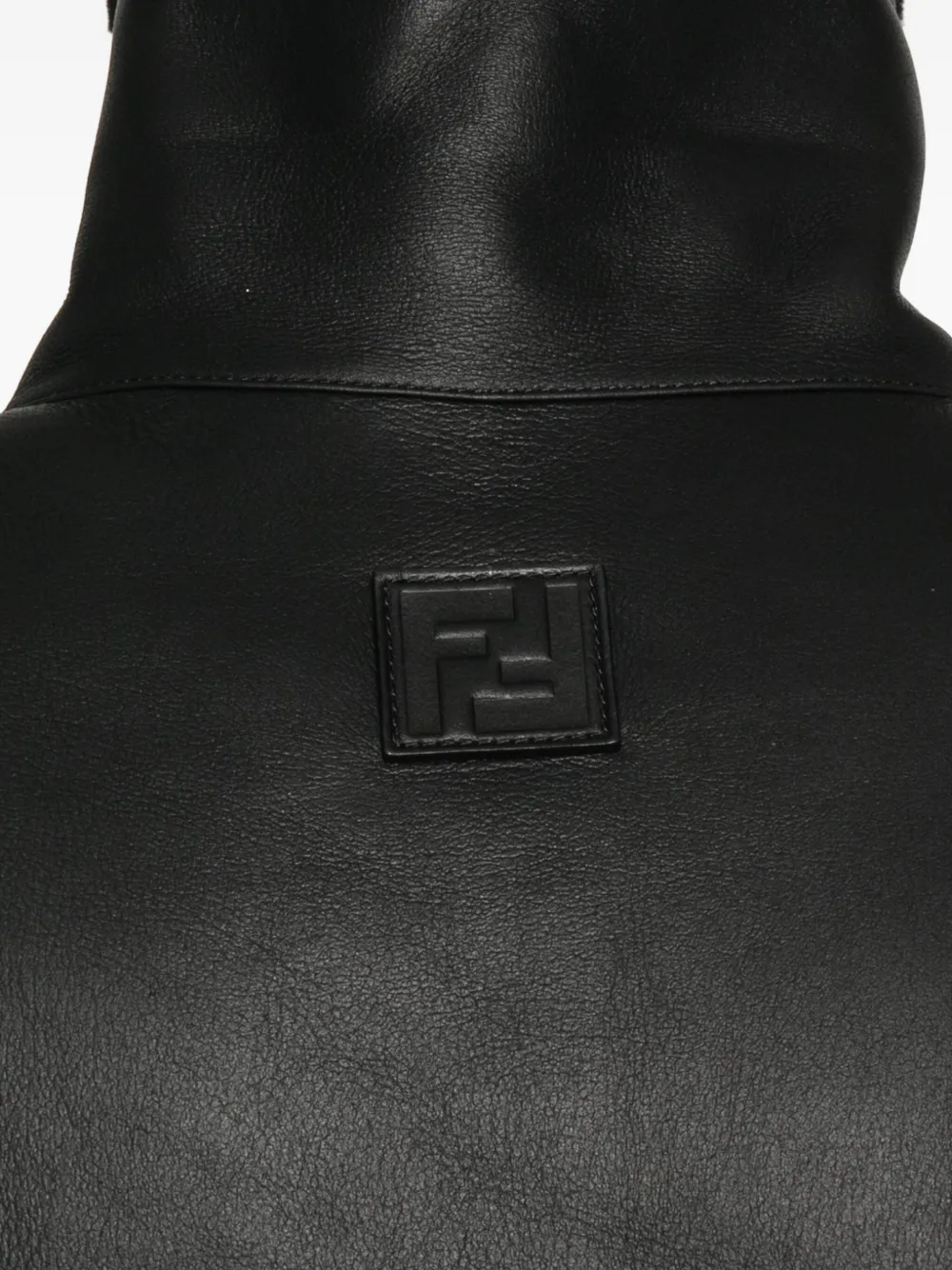 Fendi Leather Bomber Jacket In Black