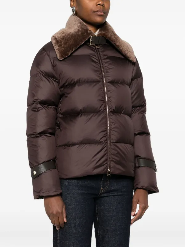 FENDI shearling-collar Ski Jacket | Brown | FARFETCH