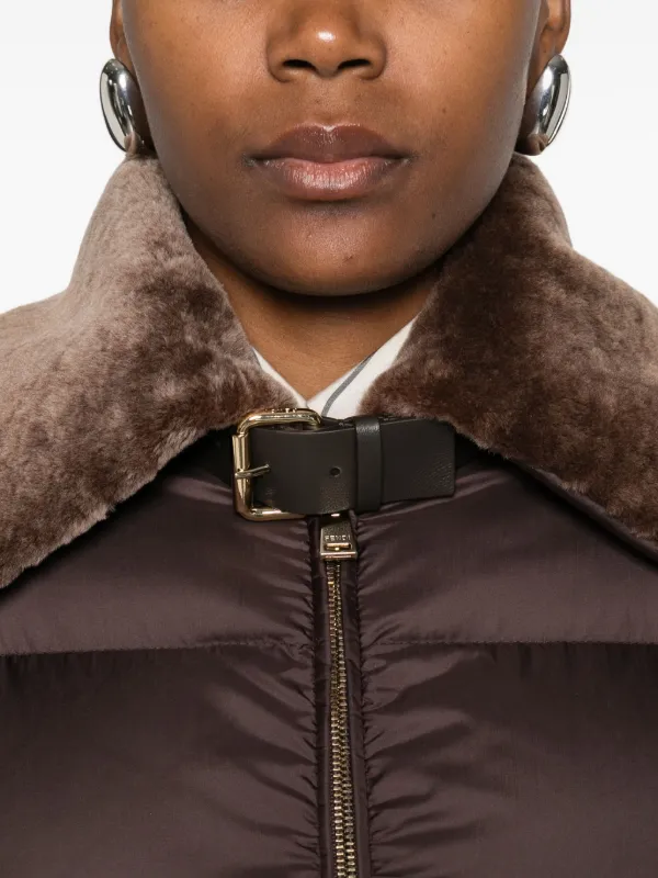 FENDI shearling-collar Ski Jacket | Brown | FARFETCH