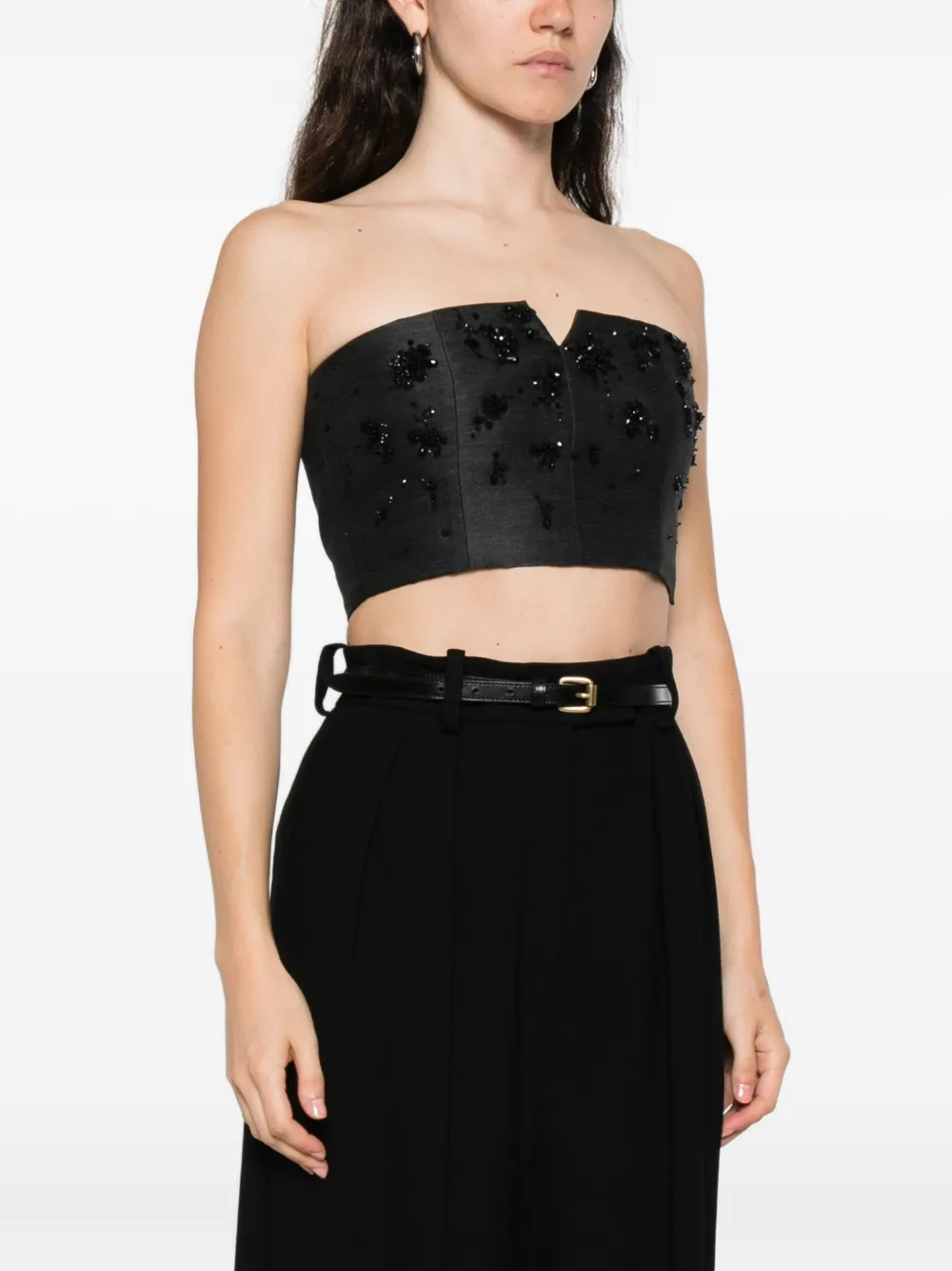 Alberta Ferretti Embellished Top In Black