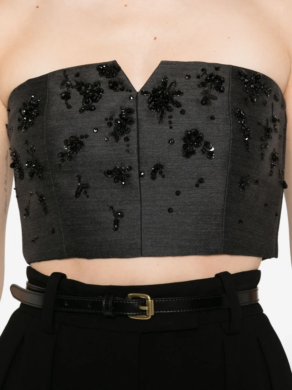 Alberta Ferretti Embellished Top In Black