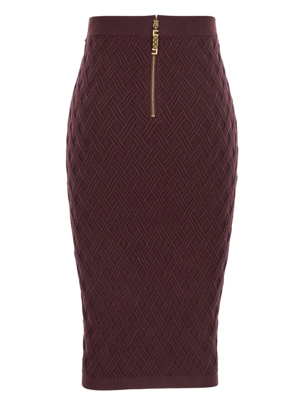 Elisabetta Franchi Gewatteerde midi-rok met kettingriem - Rood