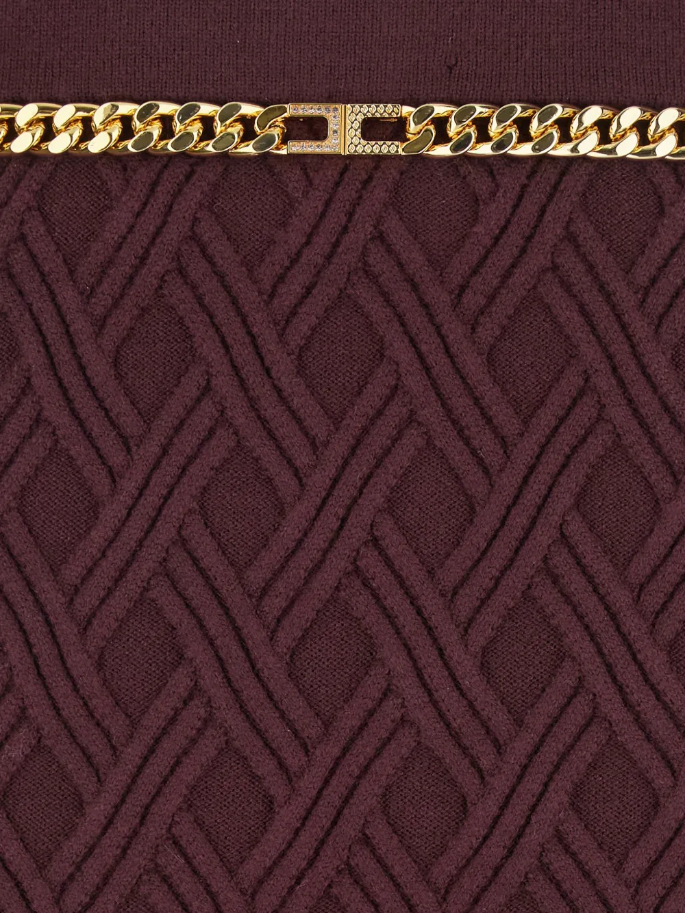 Elisabetta Franchi Gonna In Maglia A Rombi Con Dettaglio Gioiello Merlot In Brown