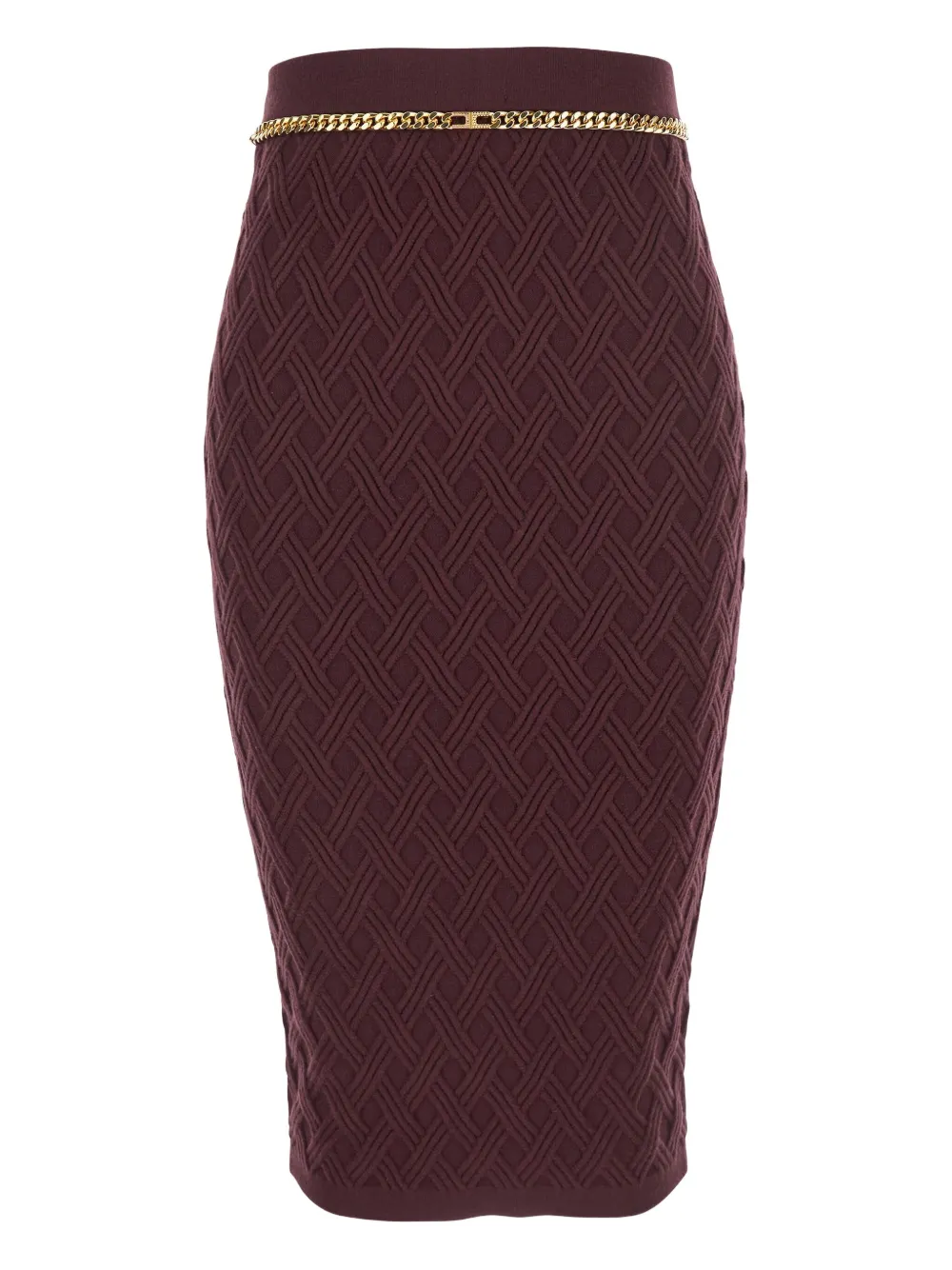 Elisabetta Franchi quilted chain-belt midi skirt | Red | Image 1