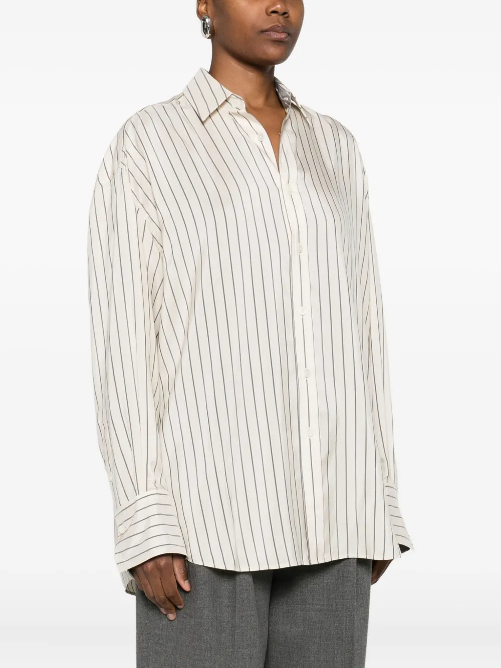 Carven Striped Shirt In Neutral