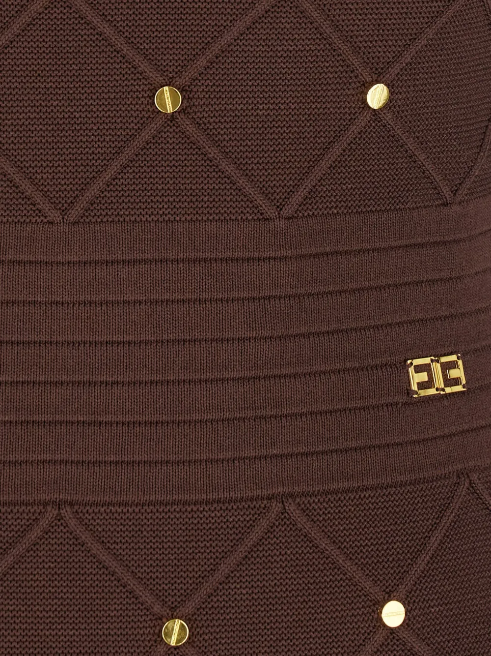 Elisabetta Franchi Knitted Mini Dress With A Slim Fit In Brown