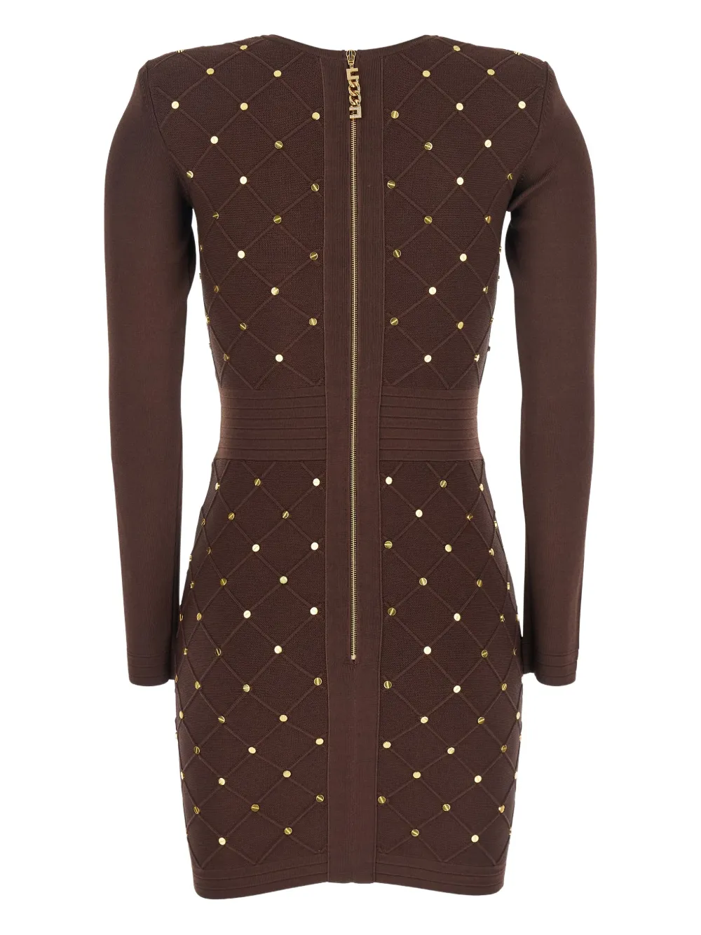 Elisabetta Franchi Mini-jurk verfraaid met studs - Bruin