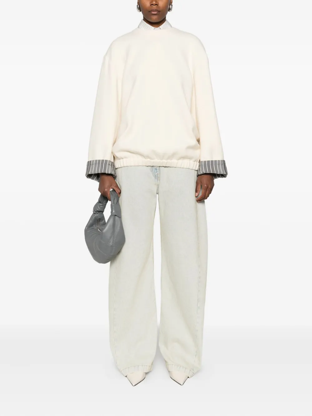 Carven Drop-shoulder Sweatshirt In White