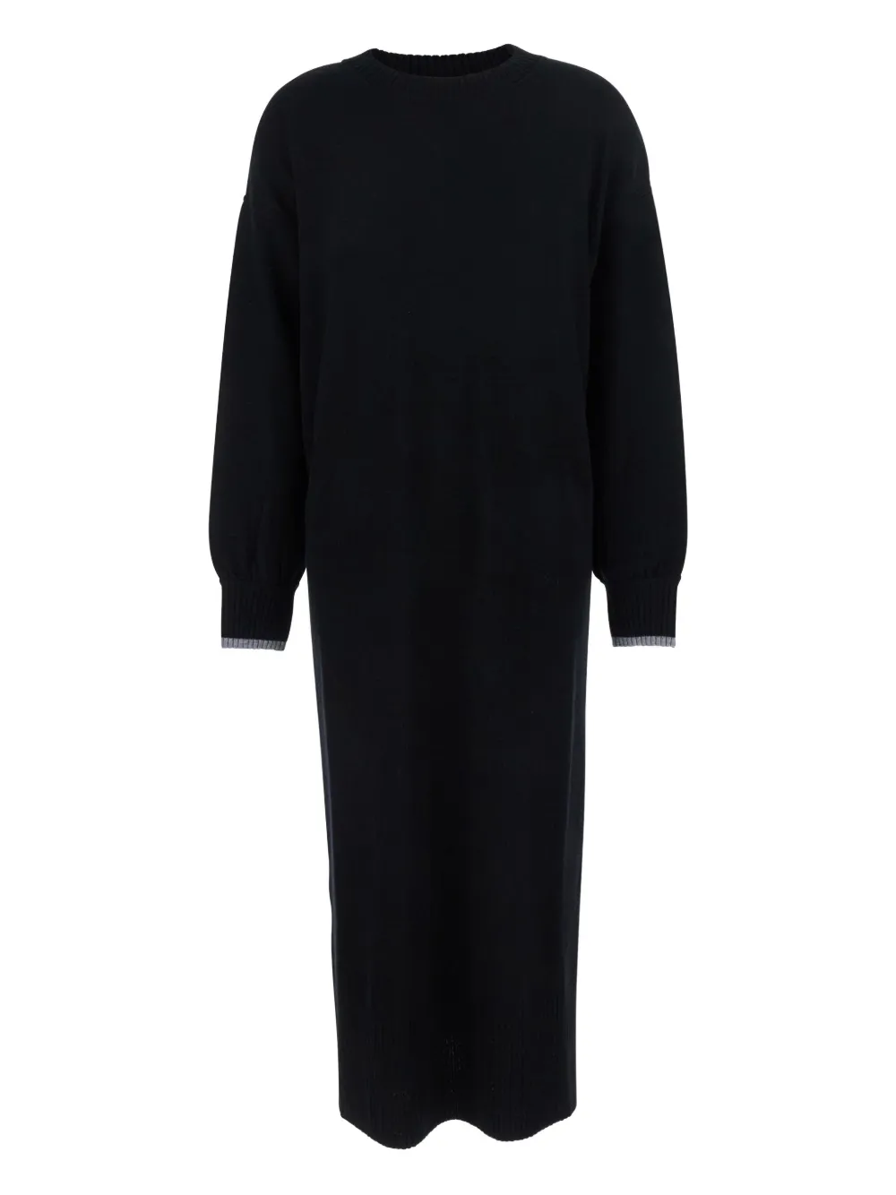 Pinko Long-sleeved Knitted Dress In Black