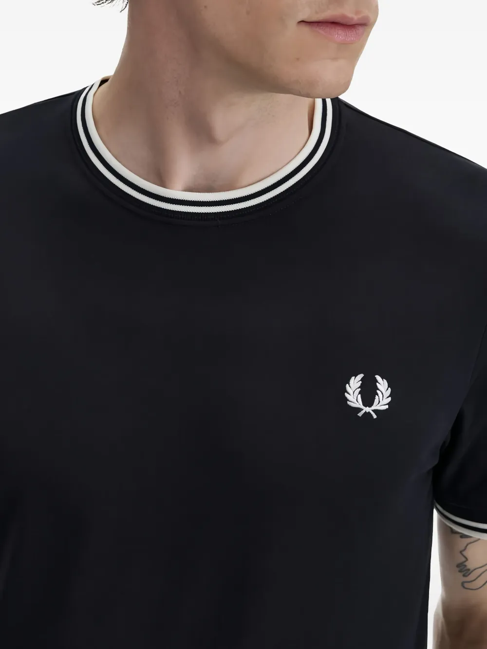 Fred Perry Logo-dertail Cotton T-shirt In Blue