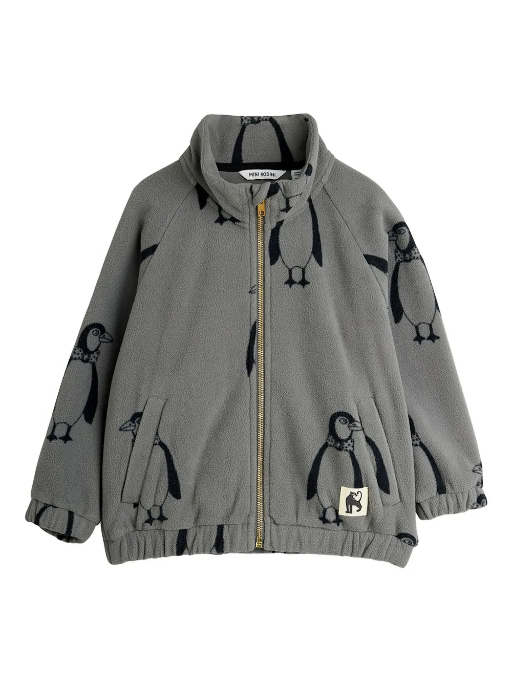Mini Rodini penguin-print zip coat | Grey | Image 1