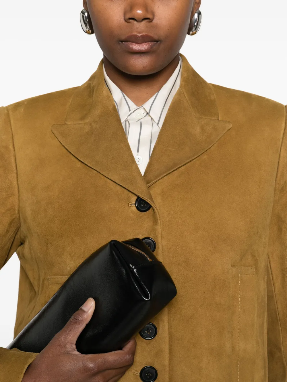 Khaite Womens Toffee Saraphina Peak-lapels Suede Jacket In Brown