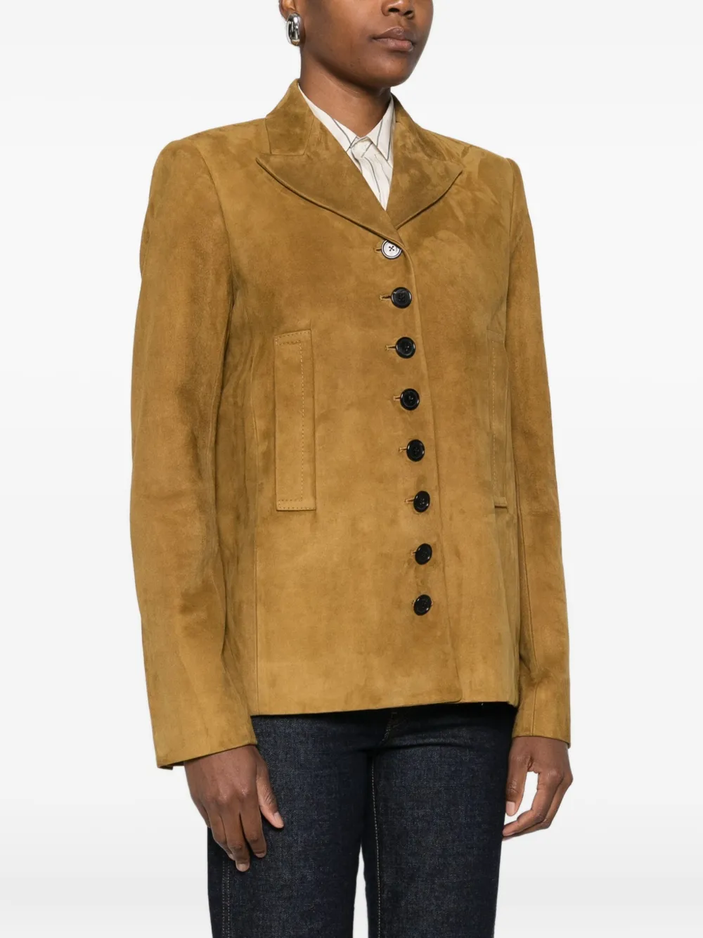 Khaite Womens Toffee Saraphina Peak-lapels Suede Jacket In Brown