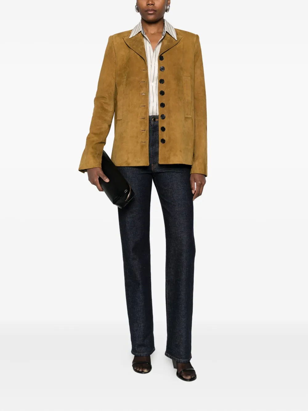 Khaite Womens Toffee Saraphina Peak-lapels Suede Jacket In Brown