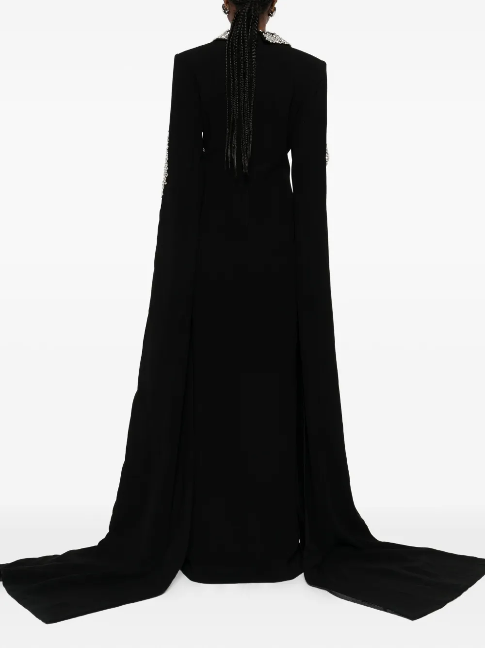 Jean Louis Sabaji Crystal-embellished Tailored Maxi Dress In Black