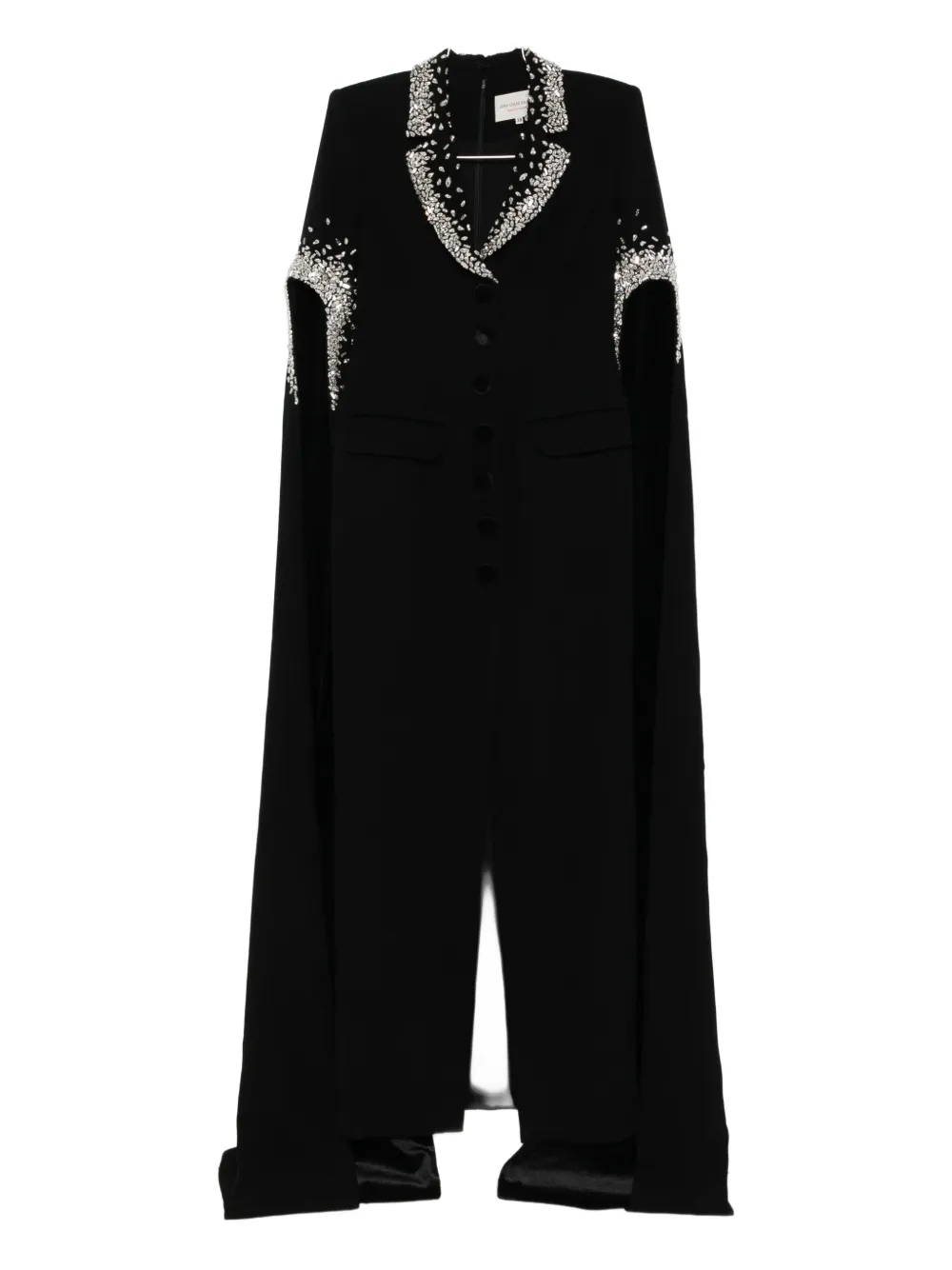 Jean Louis Sabaji Crystal-embellished Tailored Maxi Dress In Black