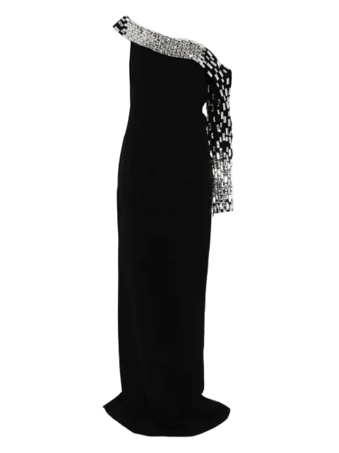 JEAN-LOUIS SABAJI فستان ماكسي بتصميم غير متساوي وبتطريز باغيت