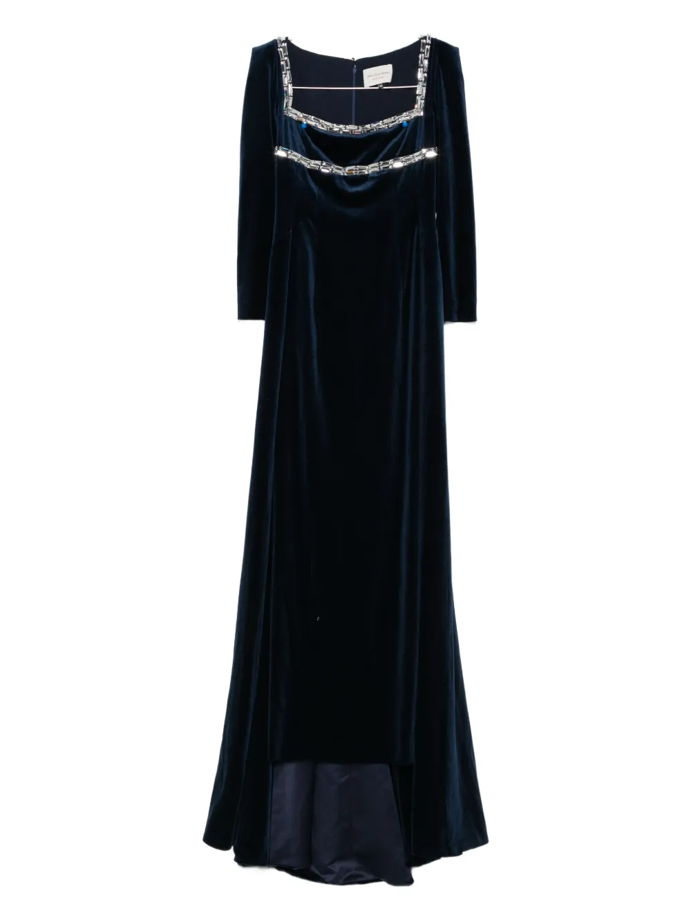 Jean Louis Sabaji Crystal-embellished Velvet Gown In Blue