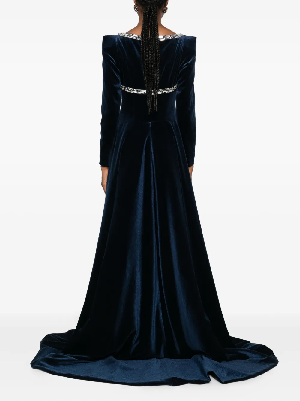 JEAN-LOUIS SABAJI Avondjurk verfraaid met kristallen Blauw